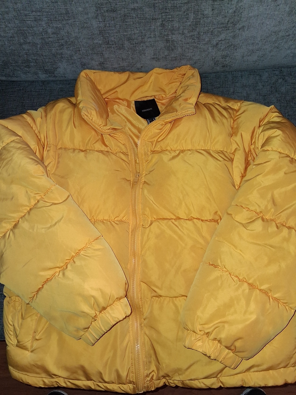 Medium Forever 21 Orange Quilted Puffer Jacket